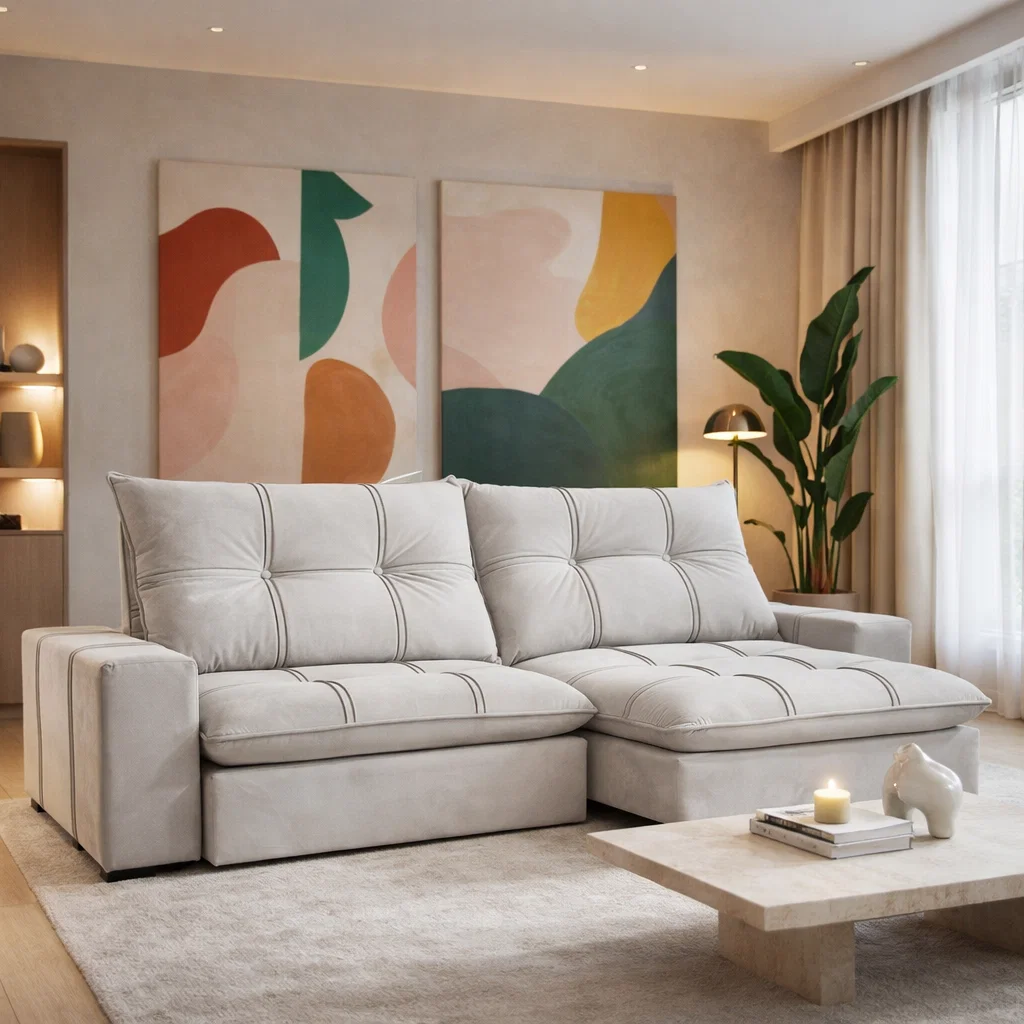 ARMANI-102-290 SOFÁ ARMANI (2,90M) MOLAS ENSACADAS - VELUDO CINZA - Imagem 1