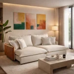 SOFÁ DIOR (2,60M) MOLAS ENSACADAS - LINHO AREIA