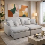SOFA BENTO LIVING RETRÁTIL 1,90M - VELUDO PRATA