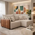 SOFÁ DIJON RETRATIL E RECLINÁVEL 2,20M - LINHO AREIA