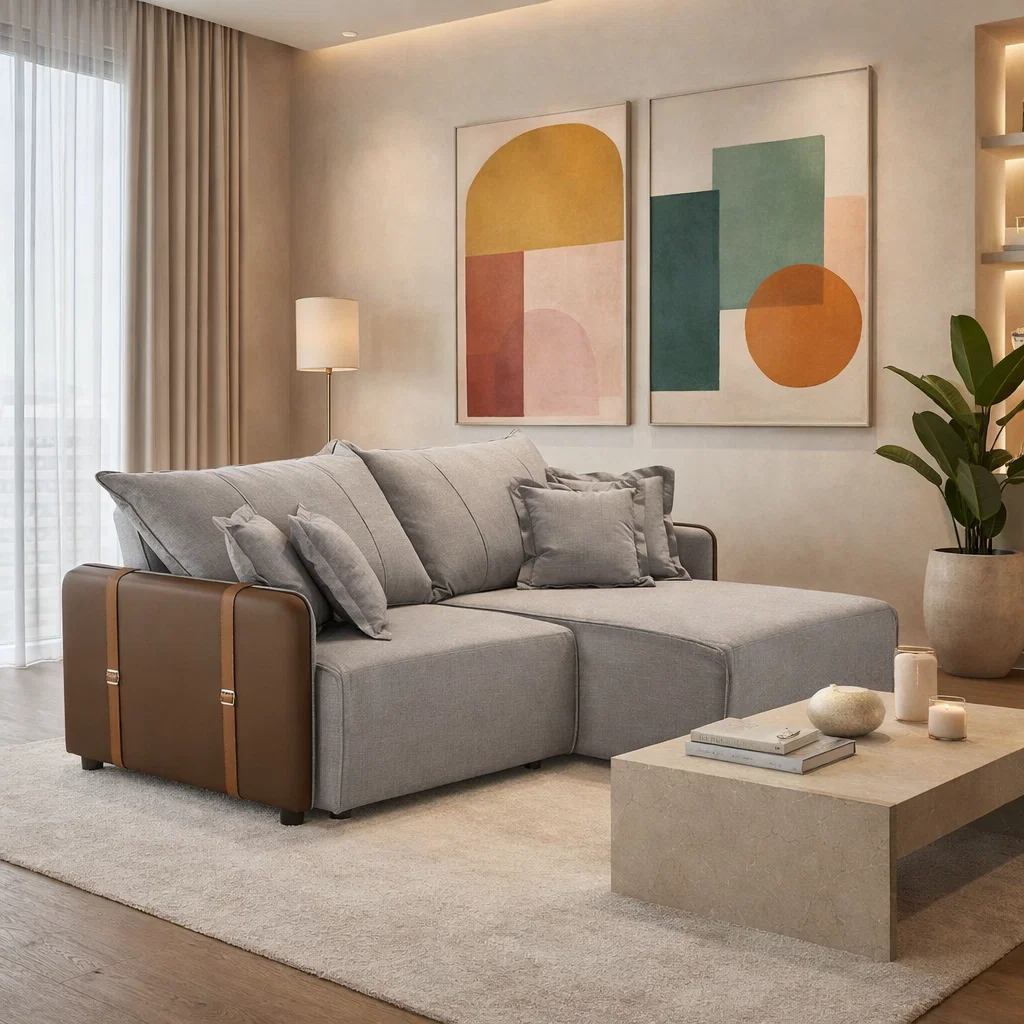 dijon-cinza SOFÁ DIJON RETRATIL E RECLINÁVEL 2,20M - LINHO GRAFITE - Imagem 1