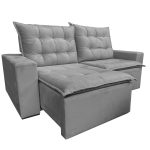 SOFÁ CANADÁ (2,00M) 3 LUGARES RETRÁTIL E RECLINÁVEL - VELUDO CINZA - Imagem 3