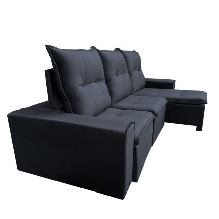 SOFÁ HOPE (3,20M) 6 LUGARES RETRÁTIL E RECLINÁVEL - VELUDO PRETO