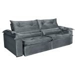SOFÁ DUBAI (2,30M) 3 LUGARES RETRÁTIL E RECLINÁVEL - VELUDO CINZA