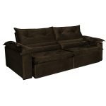 SOFÁ DUBAI (2,50M) 4 LUGARES RETRÁTIL E RECLINÁVEL - VELUDO MARROM