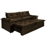 SOFÁ DUBAI (2,50M) 4 LUGARES RETRÁTIL E RECLINÁVEL - VELUDO MARROM - Imagem 2