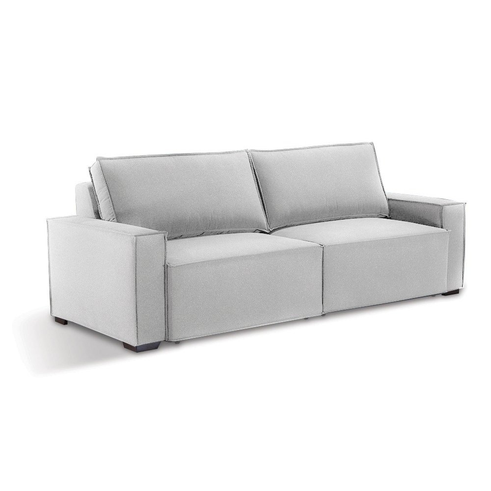 SOFÁ FELIPO (1,90M) 2 LUGARES RETRÁTIL C/ ALMOFADAS SOLTAS - LINHO CINZA