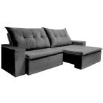 SOFÁ ATHENAS (2,50M) RETRÁTIL E RECLINÁVEL 3 LUGARES - VELUDO GRAFITE - Imagem 3