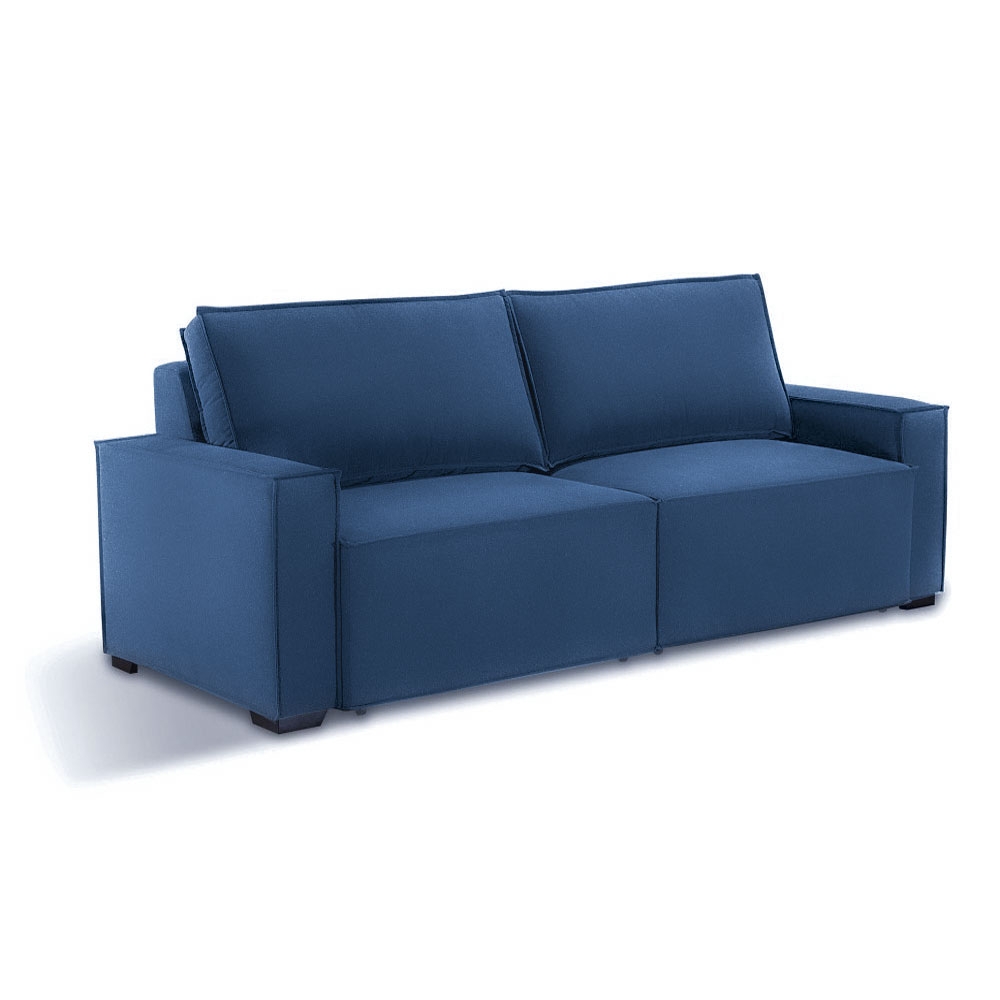SOFÁ FELIPO (1,90M) 2 LUGARES RETRÁTIL C/ ALMOFADAS SOLTAS - VELUDO AZUL