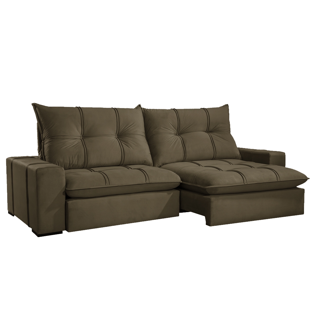 SOFÁ ARMANI (2,30M) MOLAS ENSACADAS - VELUDO MARROM