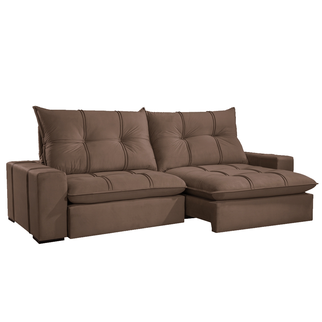 SOFÁ ARMANI (2,90M) MOLAS ENSACADAS - VELUDO MARROM