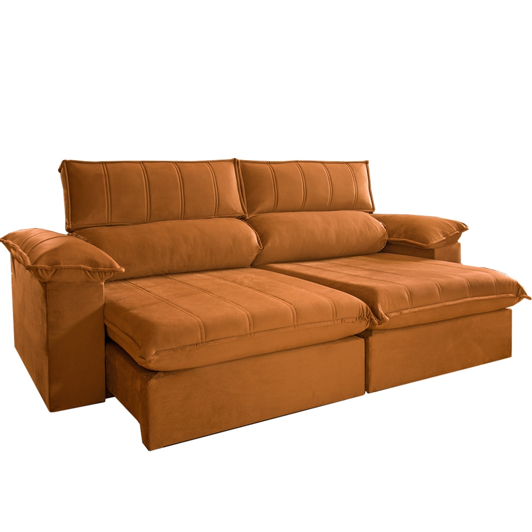 SOFÁ FIORE (2,30M) MOLAS ENSACADAS - VELUDO TERRACOTA