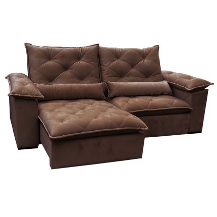 SOFÁ STYLUS (2,50M) MOLAS ENSACADAS - VELUDO MARROM
