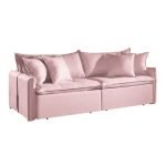 SOFÁ CAMA SEVILHA (2,20) SEM CAIXA - LIVING & RETRÁTIL COM ALMOFADAS SOLTAS - VELUDO ROSE - Imagem 2