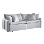 SOFÁ CAMA SEVILHA (2,20) SEM CAIXA - LIVING & RETRÁTIL COM ALMOFADAS SOLTAS - VELUDO BEGE - Imagem 2