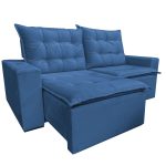SOFÁ CANADÁ (2,00M) 3 LUGARES RETRÁTIL E RECLINÁVEL - VELUDO AZUL - Imagem 3