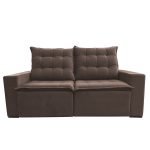 SOFÁ CANADÁ (2,00M) 3 LUGARES RETRÁTIL E RECLINÁVEL - VELUDO MARROM