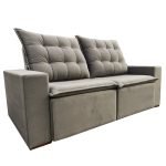 SOFÁ CANADÁ (2,00M) 3 LUGARES RETRÁTIL E RECLINÁVEL - VELUDO CAMURÇA