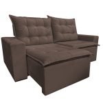 SOFÁ CANADÁ (2,00M) 3 LUGARES RETRÁTIL E RECLINÁVEL - VELUDO MARROM - Imagem 2