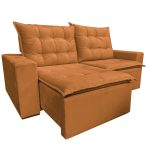 SOFÁ CANADÁ (2,00M) 3 LUGARES RETRÁTIL E RECLINÁVEL - VELUDO TERRACOTA - Imagem 2