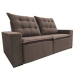 SOFÁ CANADÁ (2,00M) 3 LUGARES RETRÁTIL E RECLINÁVEL - VELUDO MARROM - Imagem 3