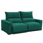 SOFÁ CALIFORNIA (2,20M) 3 LUGARES RETRÁTIL E RECLINÁVEL - VELUDO VERDE