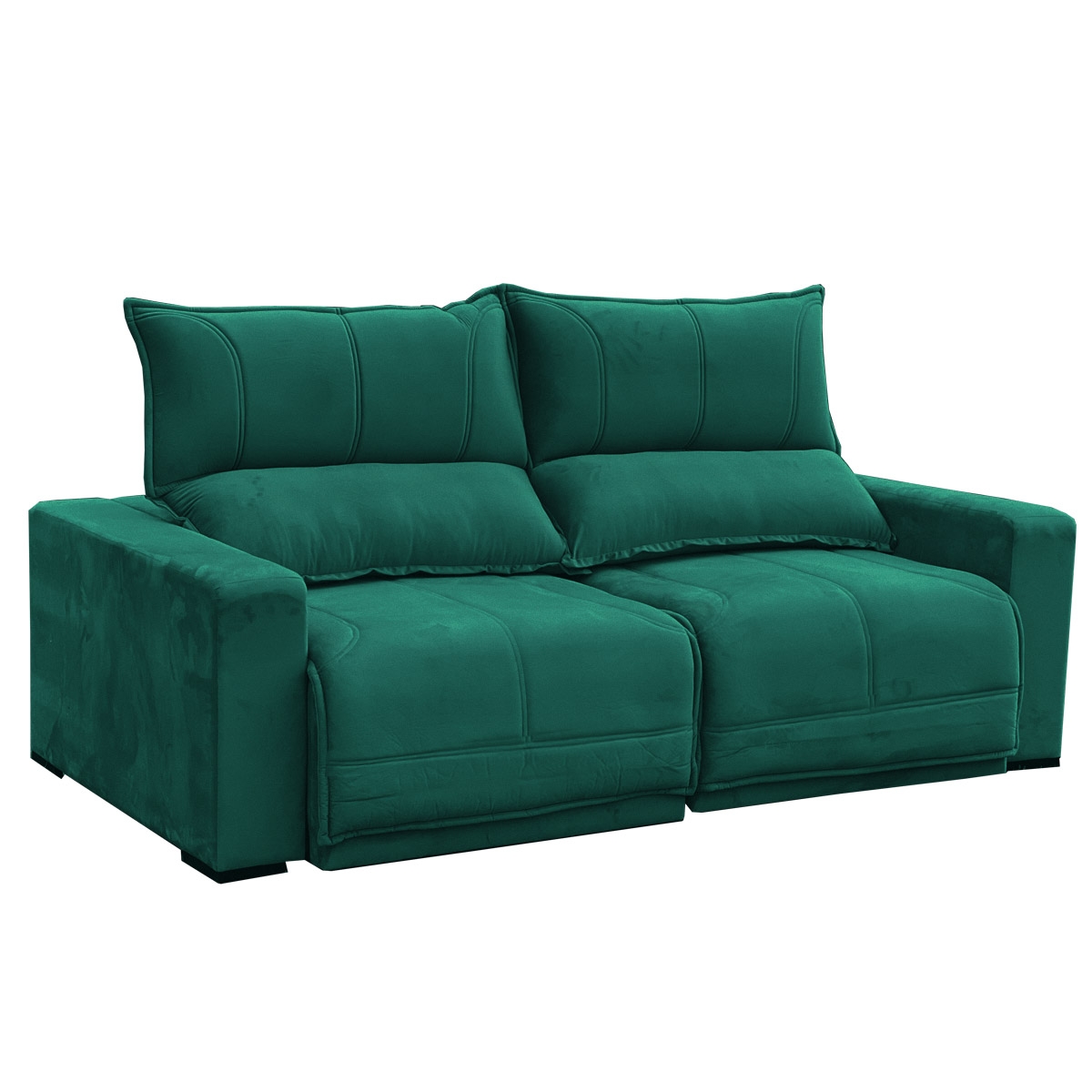 SOFÁ CALIFORNIA (2,20M) 3 LUGARES RETRÁTIL E RECLINÁVEL - VELUDO VERDE