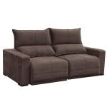 SOFÁ CALIFORNIA (2,20M) 3 LUGARES RETRÁTIL E RECLINÁVEL - VELUDO MARROM - Imagem 2