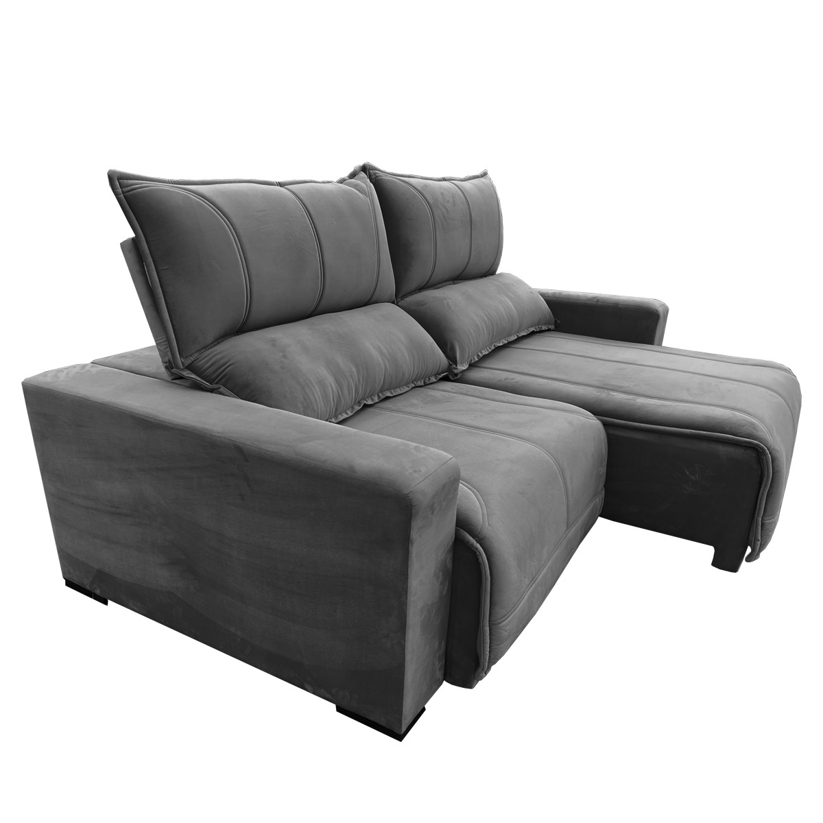 SOFÁ CALIFORNIA (2,20M) 3 LUGARES RETRÁTIL E RECLINÁVEL - VELUDO GRAFITE