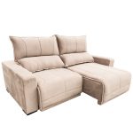 SOFÁ CALIFORNIA (2,20M) 3 LUGARES RETRÁTIL E RECLINÁVEL - VELUDO BEGE