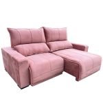 SOFÁ CALIFORNIA (2,20M) 3 LUGARES RETRÁTIL E RECLINÁVEL - VELUDO ROSE