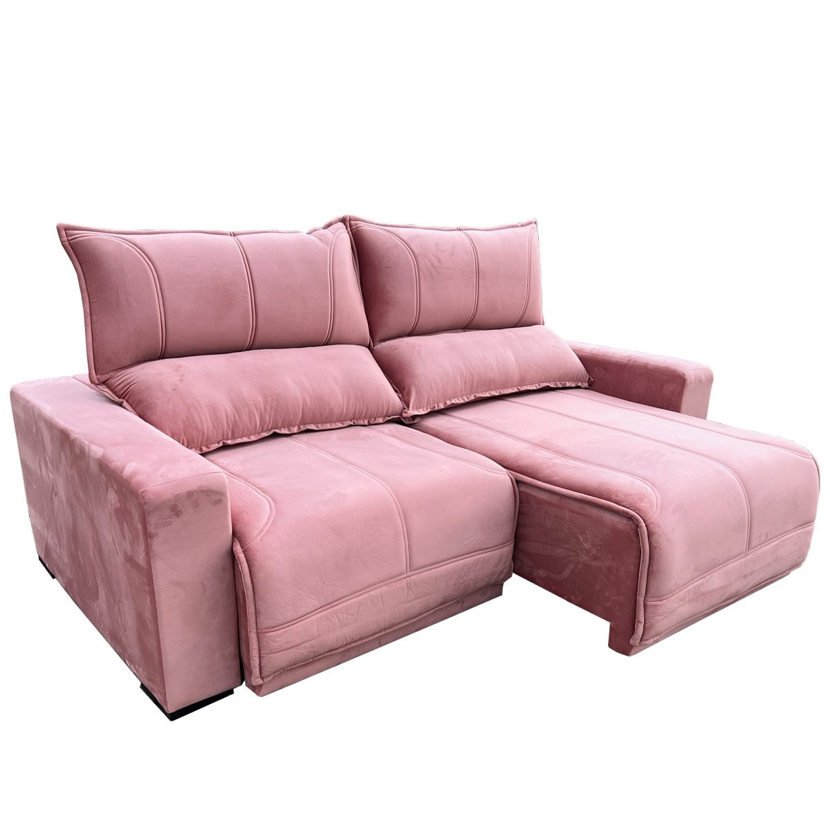 SOFÁ CALIFORNIA (2,20M) 3 LUGARES RETRÁTIL E RECLINÁVEL - VELUDO ROSE