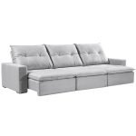 SOFÁ NOVARA (3,20M) 6 LUGARES RETRÁTIL E RECLINÁVEL - VELUDO PRATA