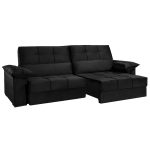 SOFÁ LISBOA (2,10M) RETRÁTIL E RECLINÁVEL - VELUDO PRETO - Imagem 2