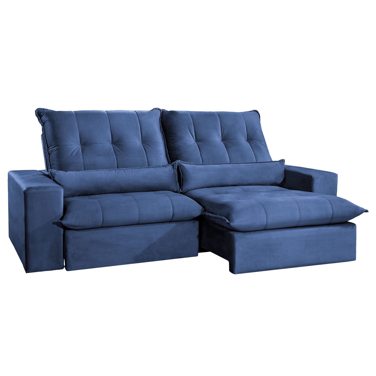 SOFÁ HERCULES (2,30M) RETRÁTIL E RECLINÁVEL - VELUDO AZUL