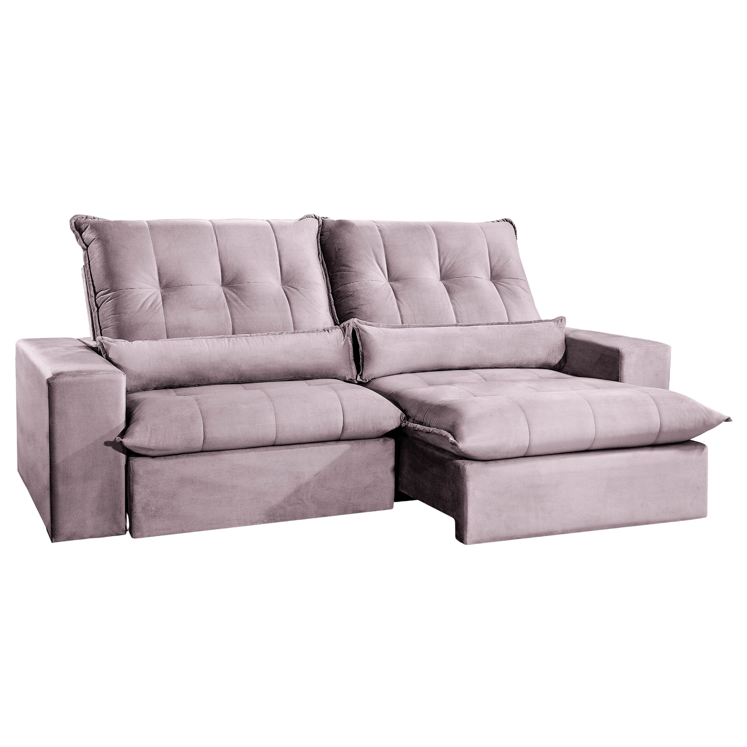 SOFÁ HERCULES (2,30M) RETRÁTIL E RECLINÁVEL - VELUDO ROSE