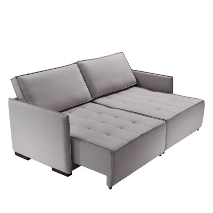 SOFÁ NEW DOMENICO (1,80M) LIVING RETRÁTIL & VERSÁTIL COM ALMOFADAS SOLTAS - LINHO CINZA