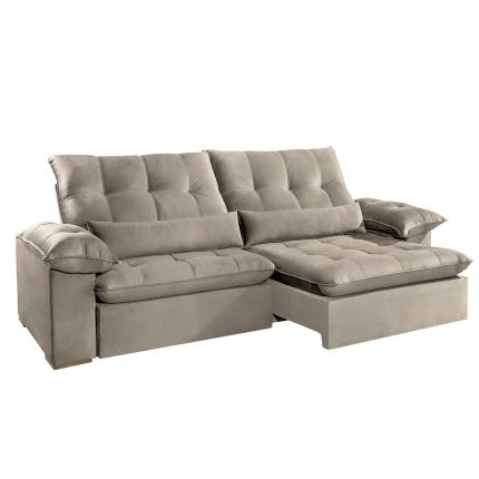 SOFÁ KIEV (2,90M) RETRÁTIL E RECLINÁVEL - VELUDO CAMURÇA