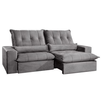 SOFÁ HERCULES (2,30M) RETRÁTIL E RECLINÁVEL - VELUDO GRAFITE