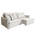 SOFÁ VENETTO (2,20) SEM CAIXA - LIVING VERSÁTIL & RETRÁTIL COM ALMOFADAS SOLTAS - VELUDO TERRACOTA