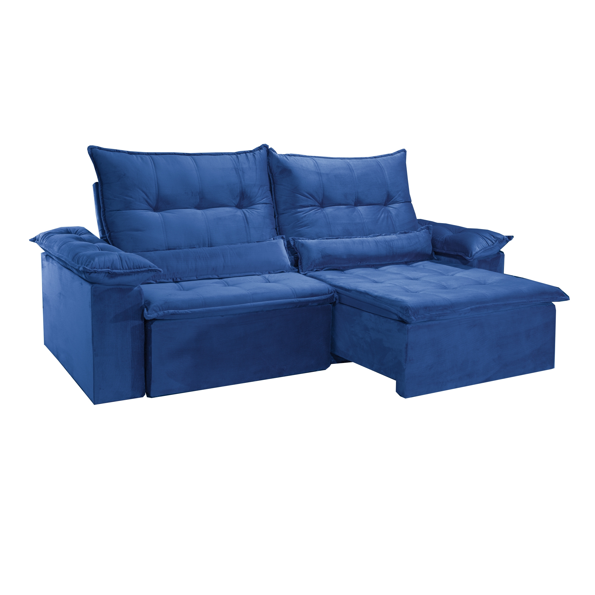 SOFÁ COZY (2,30M) RETRÁTIL E RECLINÁVEL - VELUDO AZUL