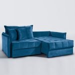 SOFÁ MILANNO (2,20) LIVING VERSÁTIL & RETRÁTIL COM ALMOFADAS SOLTAS - VELUDO AZUL