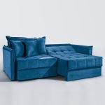 SOFÁ MILANNO (2,20) LIVING VERSÁTIL & RETRÁTIL COM ALMOFADAS SOLTAS - VELUDO AZUL - Imagem 3