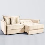 SOFÁ MILANNO (2,20) LIVING VERSÁTIL & RETRÁTIL COM ALMOFADAS SOLTAS - VELUDO BEGE