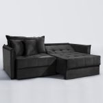 SOFÁ MILANNO (2,20) LIVING VERSÁTIL & RETRÁTIL COM ALMOFADAS SOLTAS - VELUDO PRETO