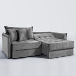 SOFÁ MILANNO (2,20) LIVING VERSÁTIL & RETRÁTIL COM ALMOFADAS SOLTAS - VELUDO GRAFITE - Imagem 2