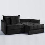 SOFÁ MILANNO (2,20) LIVING VERSÁTIL & RETRÁTIL COM ALMOFADAS SOLTAS - VELUDO PRETO - Imagem 2