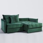 SOFÁ MILANNO (2,20) LIVING VERSÁTIL & RETRÁTIL COM ALMOFADAS SOLTAS - VELUDO VERDE