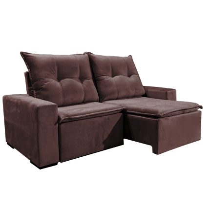 SOFÁ IPANEMA (2,00M) RETRÁTIL E RECLINÁVEL - VELUDO MARROM