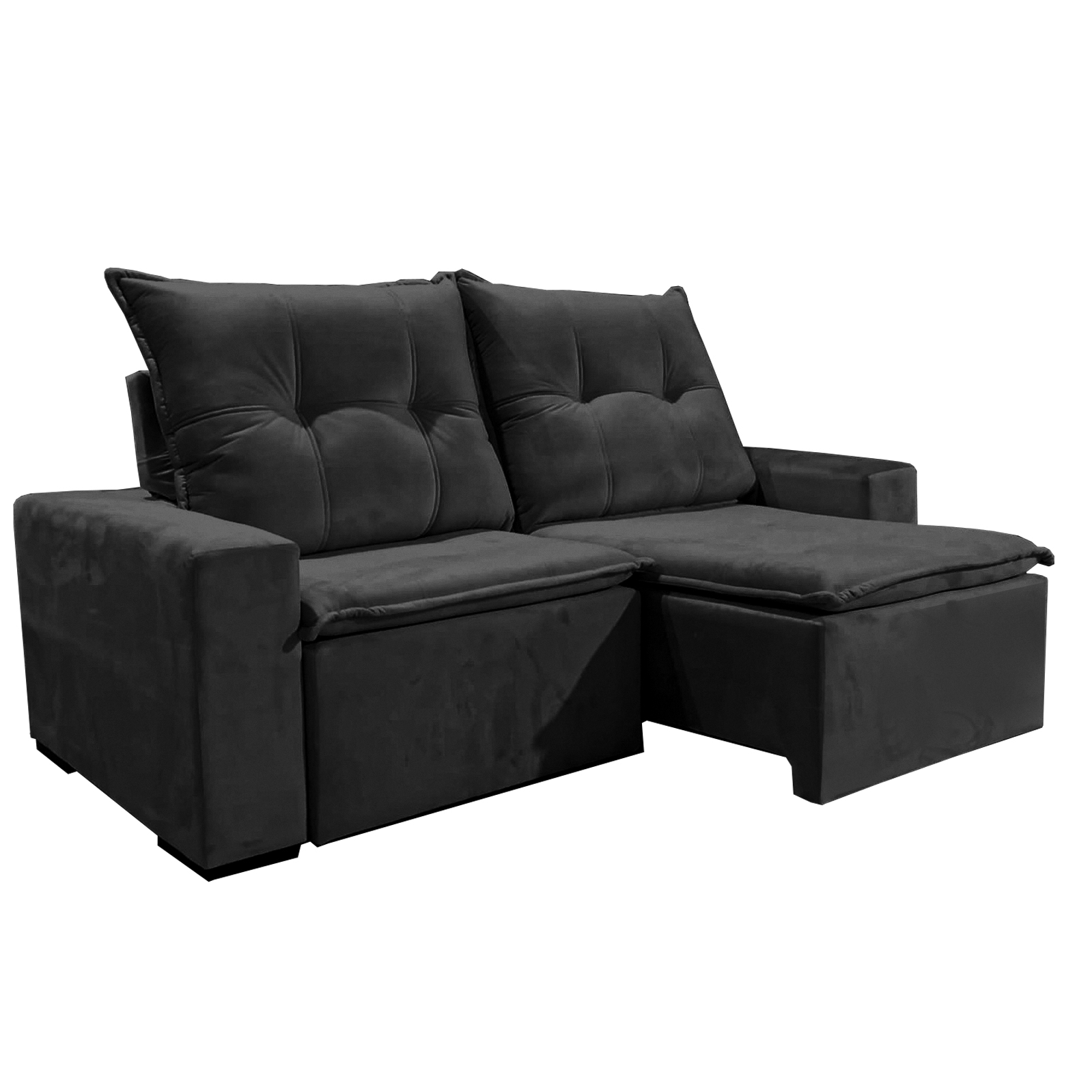 SOFÁ IPANEMA (2,00M) RETRÁTIL E RECLINÁVEL - VELUDO PRETO